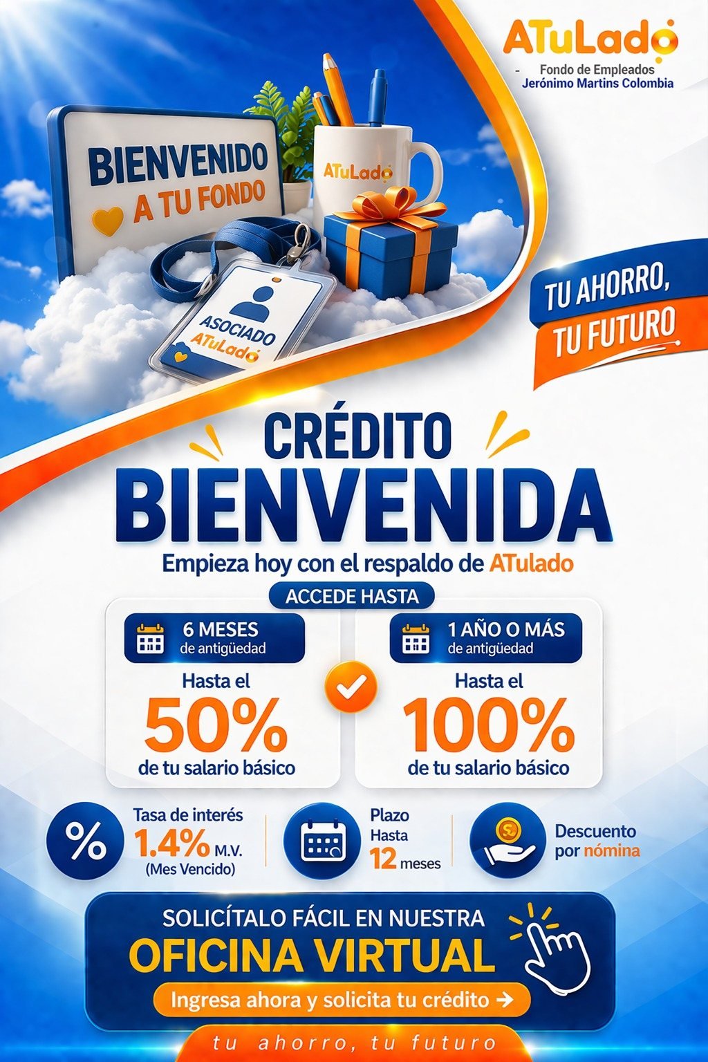 Pieza gráfica de Crédito Bienvenida