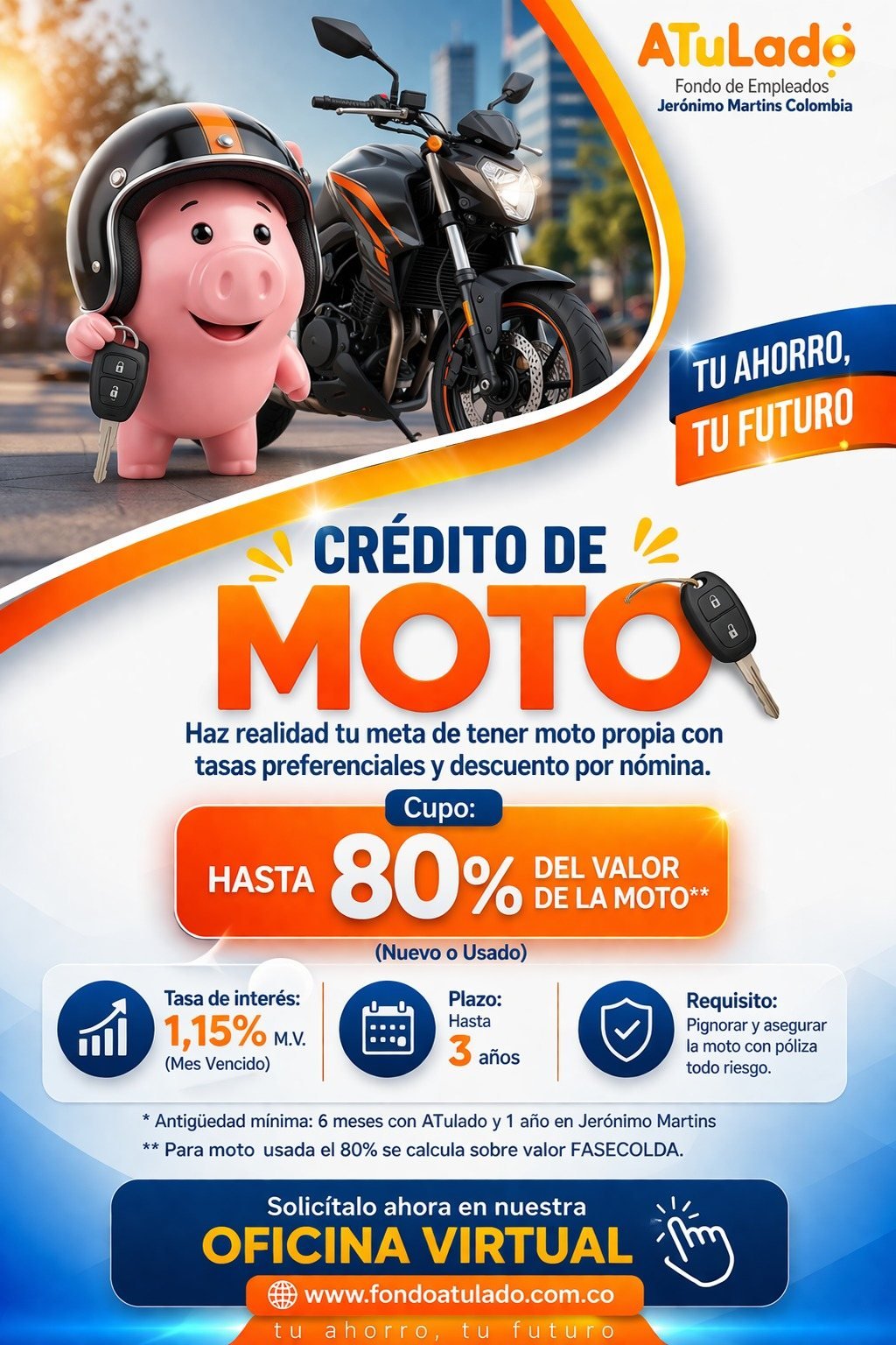 Pieza gráfica de Crédito de moto